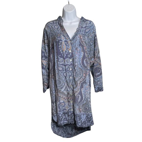 Plenty by Tracy Reese Gray Paisley 100% Silk Dress Est. Size M/L Lagenlook Boho - Picture 1 of 14